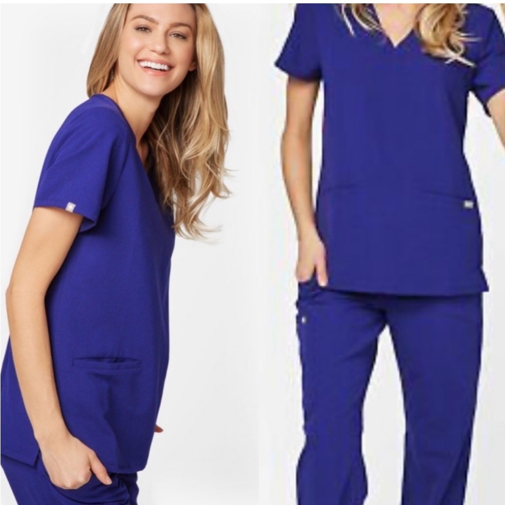 HTF Figs Deep Royal Blue Casma Top XXL